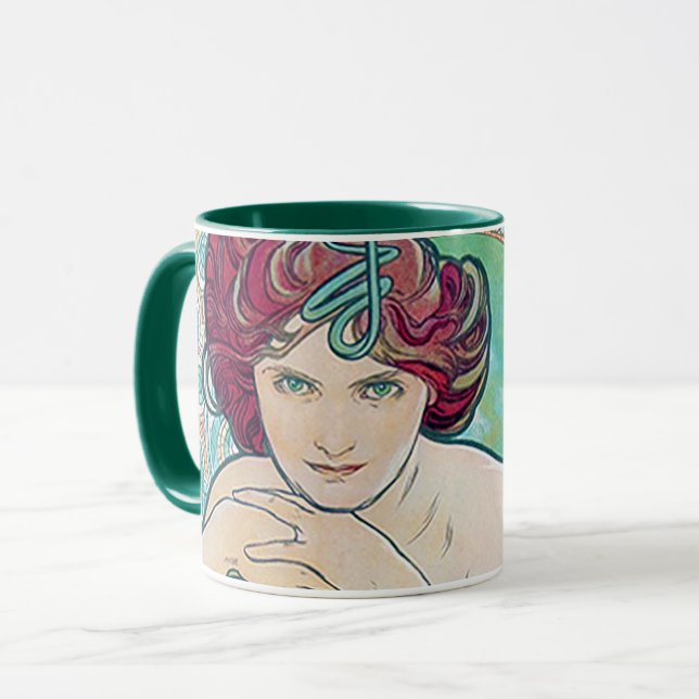 Mug Emeraude (Quatre Bijoux), Alphonse Mucha (Devant gauche)