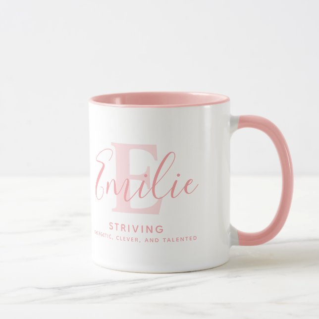 Mug Émilie nom signification et monogramme de texte ro (Droite)