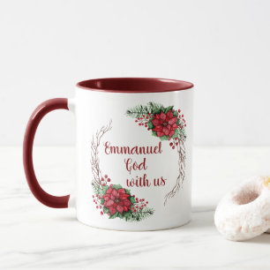 Mug Emmanuel personnalisé Dieu est avec nous Poinsett