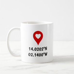 Mug Emplacement de coordonnées personnalisées Cadeau d