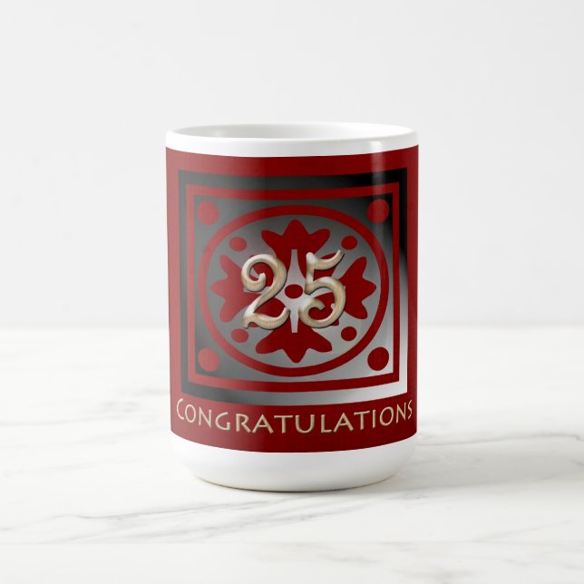 Mug Employé 25e anniversaire Elégant Golden Red (Centre)