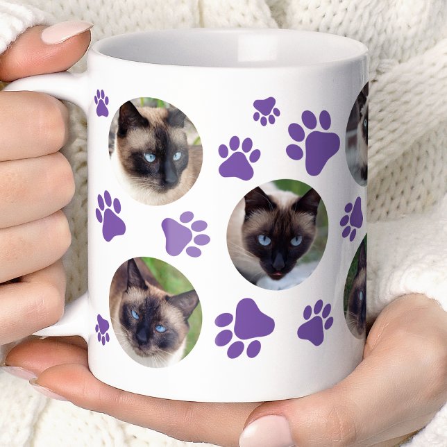 Mug Empreinte de chat violet 8 photo Collage (Créateur téléchargé)