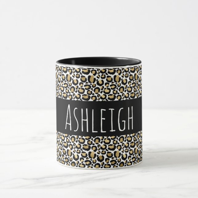 Mug Empreinte de léopard Black Gold personnalisé (Centre)