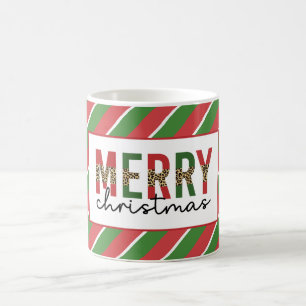 Mug Empreinte de léopard de Noël moderne Red Green Str