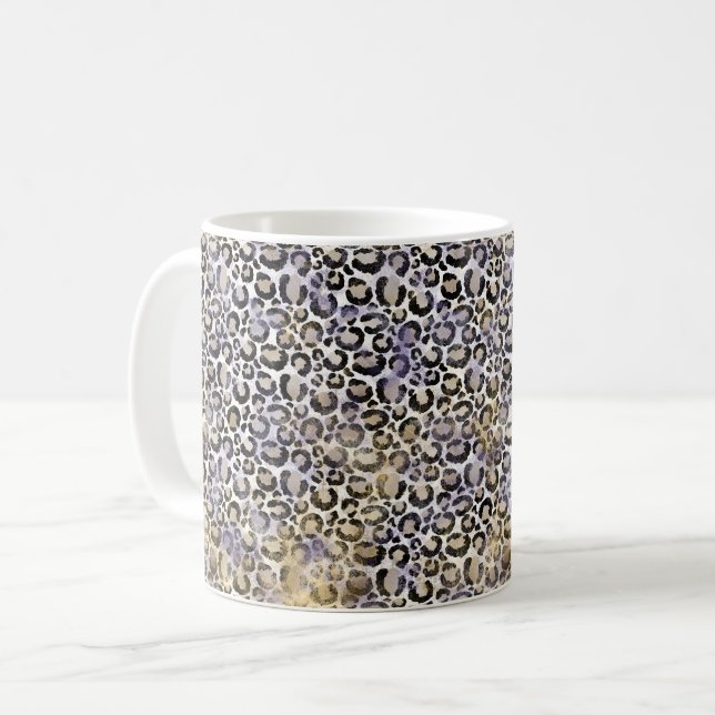 Mug Empreinte de léopard d'or violet (Devant gauche)