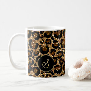 Mug Empreinte de léopard élégant avec monogramme perso