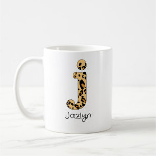 Mug Empreinte de léopard initial j minuscule et nom