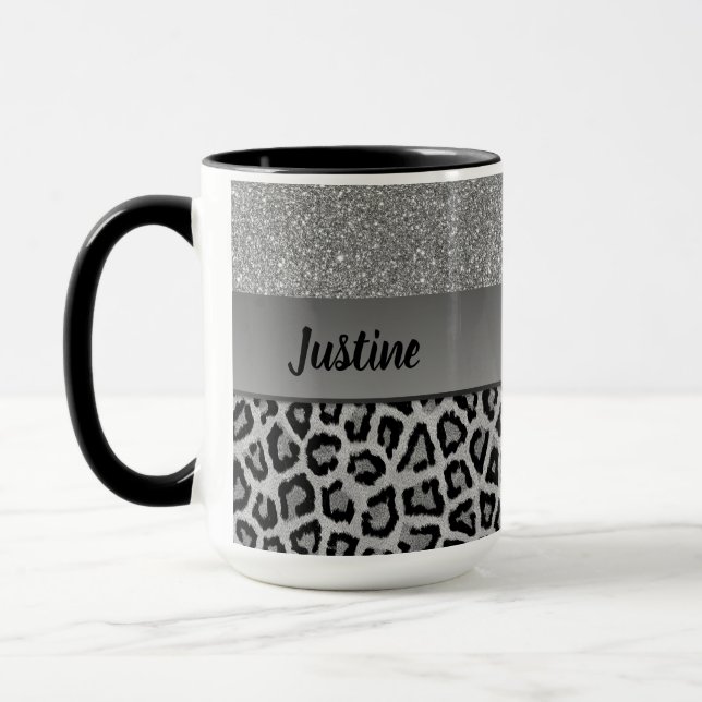Mug Empreinte de léopard noir et gris exotique (Gauche)