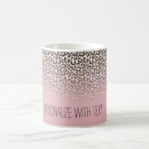 Mug Empreinte de léopard Ombre doré rose personnalis