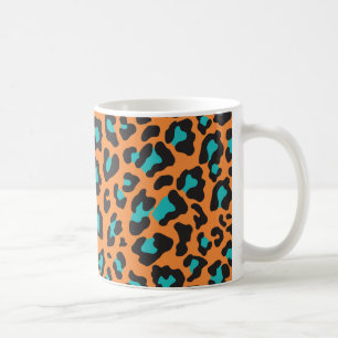 Mug Empreinte de léopard Orange, Noir, Aqua