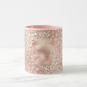 Mug Empreinte de léopard Peach Rose Gold Blush Pink Gl