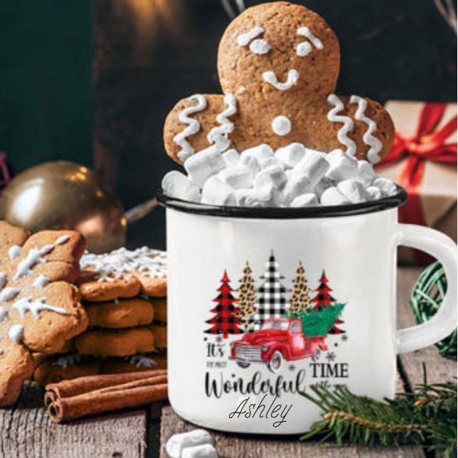 Mug Empreinte de léopard personnalisé plaid sapin de N (Créateur téléchargé)