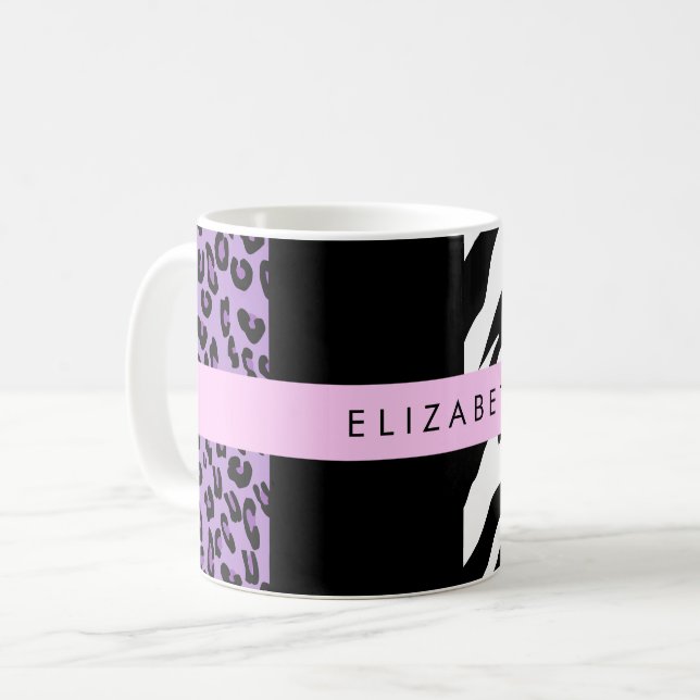 Mug Empreinte de léopard, Zebra Print, Purple, Votre n (Devant gauche)
