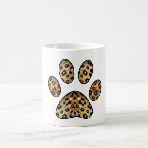 Mug Empreinte de patte avec paillettes léopard or et n