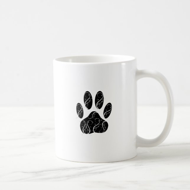 Mug Empreinte de patte Chien Noir Avec Flouris Blanc (Droite)