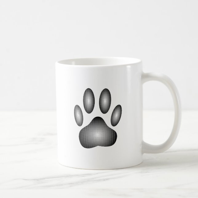 Mug Empreinte de patte de chien en dégradé noir et bla (Droite)