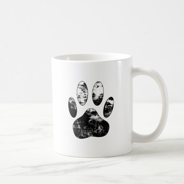 Mug Empreinte de patte de chien gris noir et blanc (Droite)