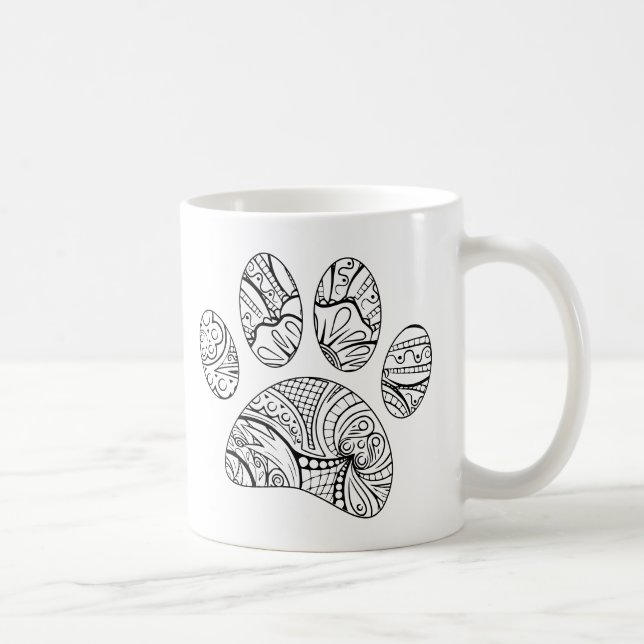 Mug Empreinte de patte de chien Motif Mandala (Droite)