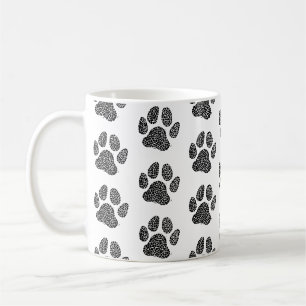 Mug Empreinte de patte de chien noir et blanc en linog