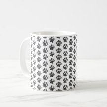 Empreinte de patte de chien noir et blanc Linocut