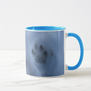 Mug Empreinte de patte de loup gris sauvage en neige h