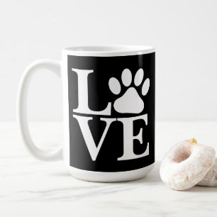 Mug Empreinte de patte de mot d'amour blanc sur Arrièr