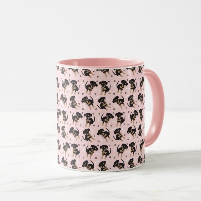 Mug Empreinte de patte Motif rotative rose chien (Devant droit)