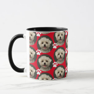 Mug Empreinte de patte photo personnalisé rouge Motif