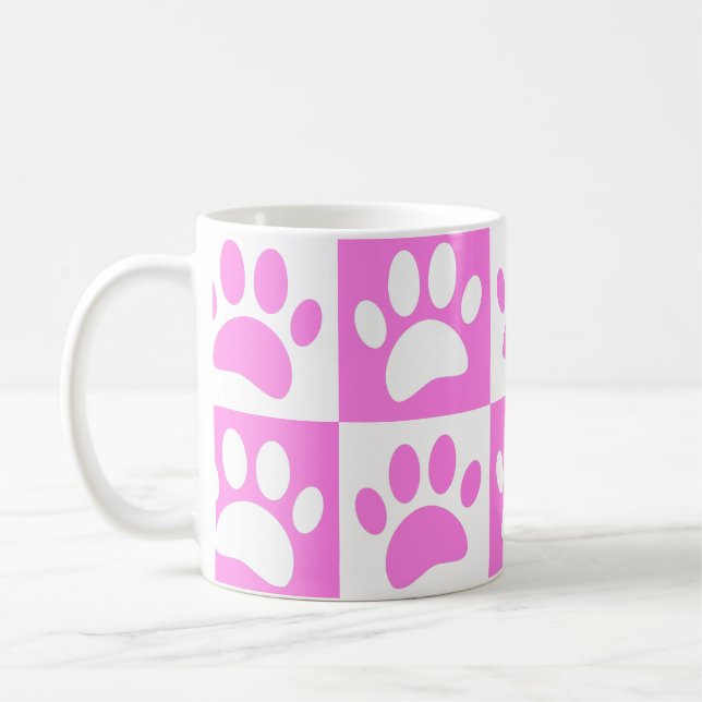 Mug Empreinte de patte Rose Cute Et Motif De Tableau D (Gauche)