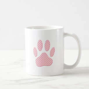 Mug Empreinte de patte Tartan Rose Et Blanc