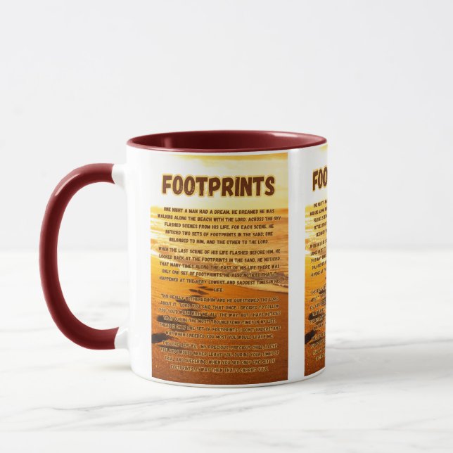 Mug Empreintes Dans La Prière Du Sable Pic Deux Tons (Gauche)