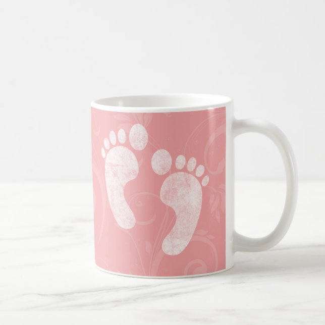 Mug Empreintes de pas roses/blanches de bébé (Droite)
