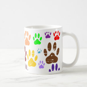 Mug Empreintes de pattes de chiens colorés en détresse