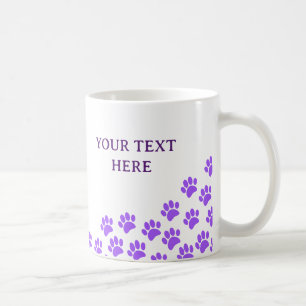 Mug Empreintes de pattes De Chiot Violet Avec Texte Pe