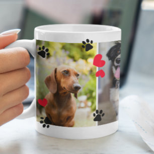 Mug Empreintes de pattes mignons et Coeurs rouges Quat