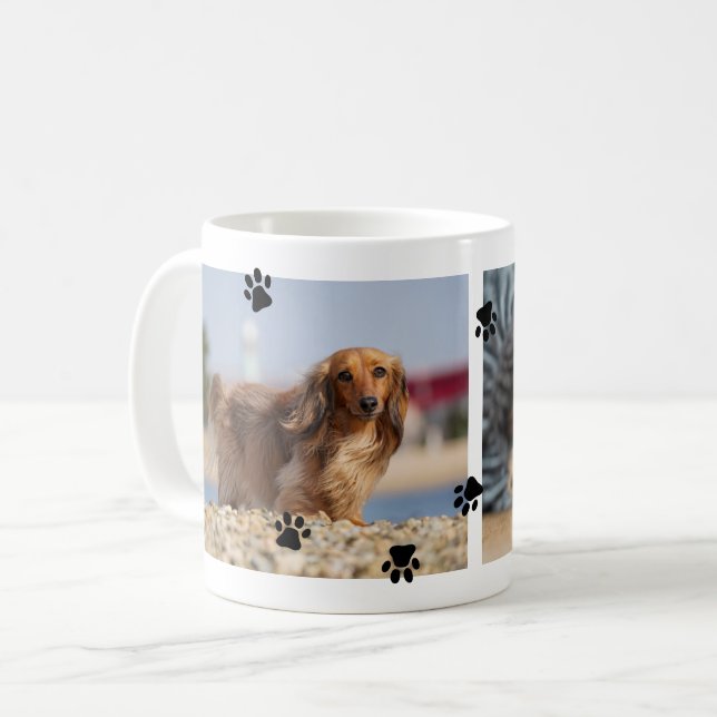 Mug Empreintes de pattes noirs mignons 2 Photos pour a (Devant gauche)