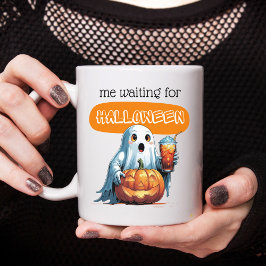 Mug En attendant le café fantôme d'Halloween