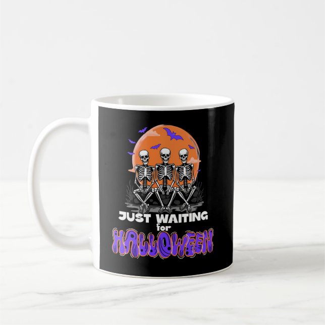 Mug En attente d'Halloween, Compte à rebours Squelette (Gauche)
