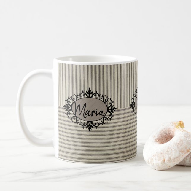 Mug en bande beige (Avec donut)