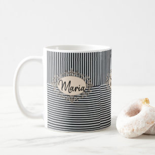 Mug en bande noire beige