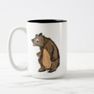 Mug en céramique à deux tons avec ours brun dessin