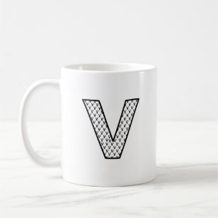 Mug en céramique à monogramme V Lettre Personnalis