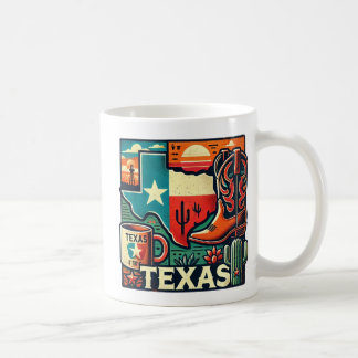 Mug en céramique à thème texan - Plan d'état, Cowb
