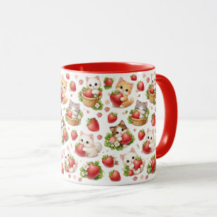 Mug en céramique Adorables Chatons et Fraises