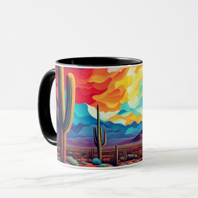 Mug en céramique Arizona coucher de soleil en styl (Devant gauche)