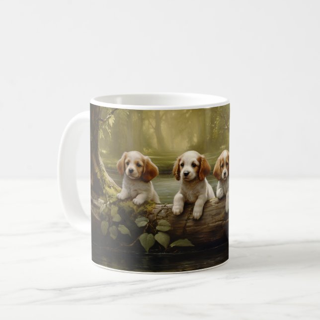 Mug en céramique avec chiots adorables (Devant gauche)