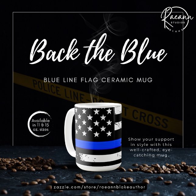 Mug en céramique Drapeau de la ligne bleue (Créateur téléchargé)