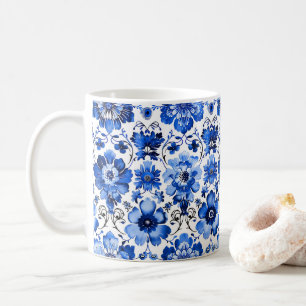 Mug en céramique florale Azulejo bleu blanc portug