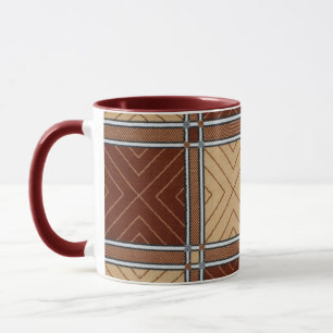 Mug en céramique géométrique Brown et Tan Textile