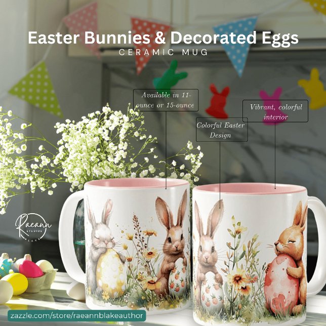 Mug en céramique Lapins de Pâques et oeufs décorés (Créateur téléchargé)